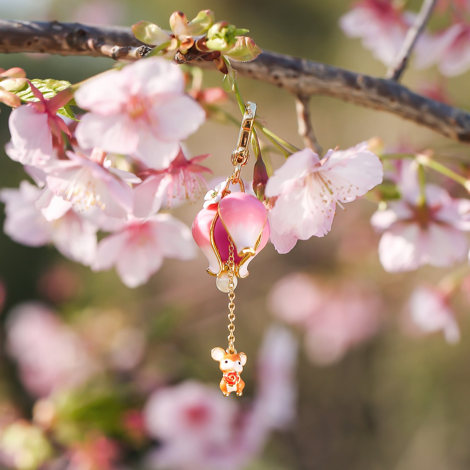 Rose Mouse Locket Necklace