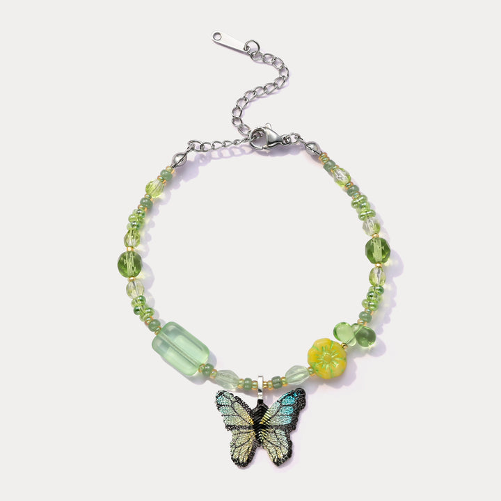 Selenichast Czech Bead Green Butterfly Bracelet