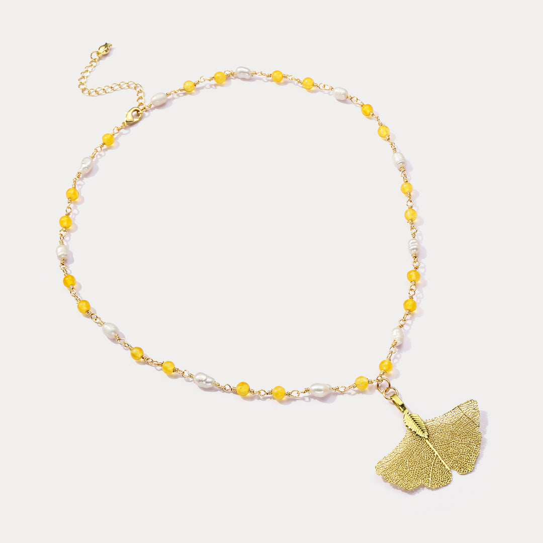 Ginkgo Leaf Pearl Necklace