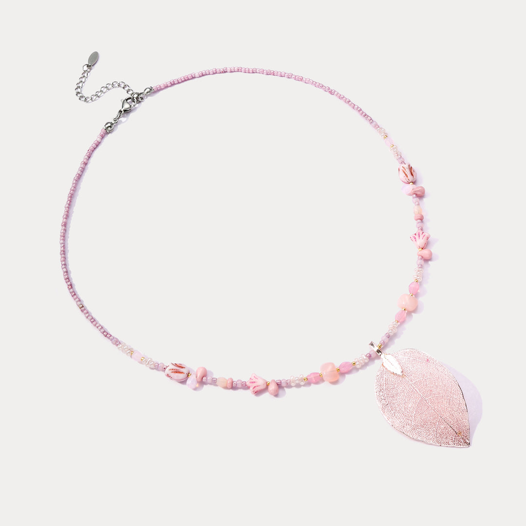 Pink Leaf Necklace