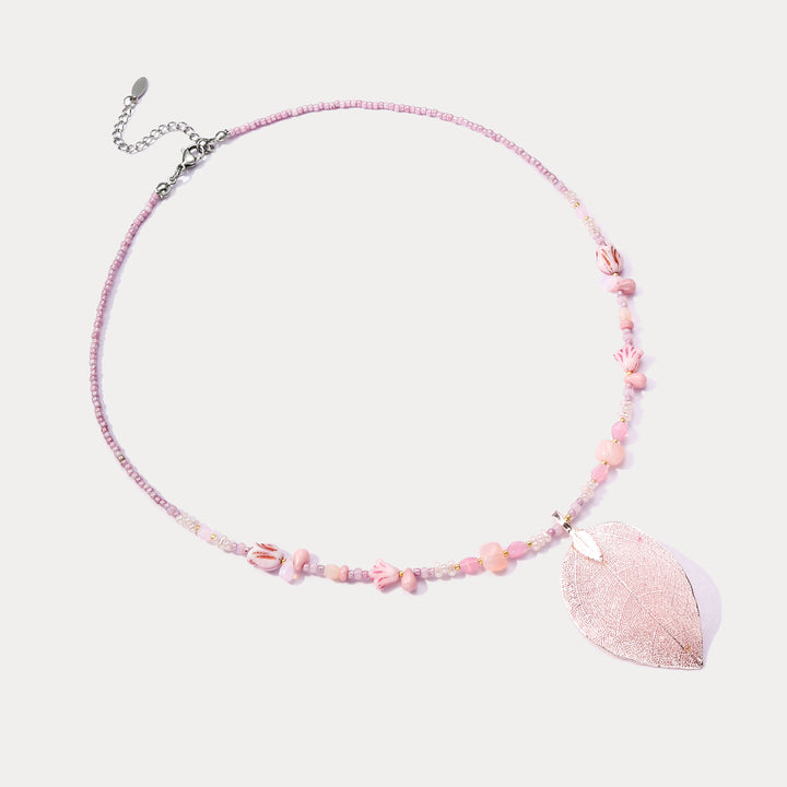 Pink Leaf Necklace