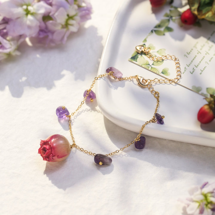 Dried Rose Amethyst Bracelet