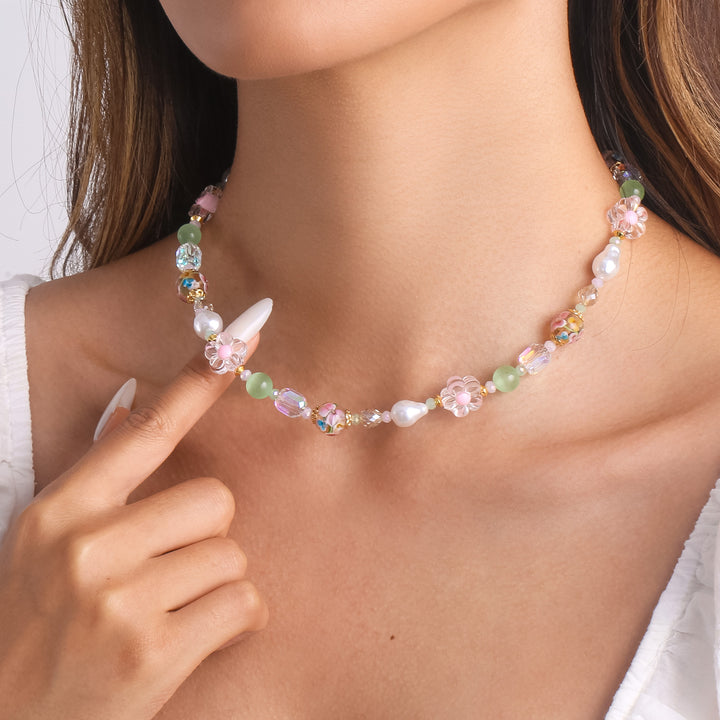 Selenichast Pastel Natural Stone Beaded Necklace