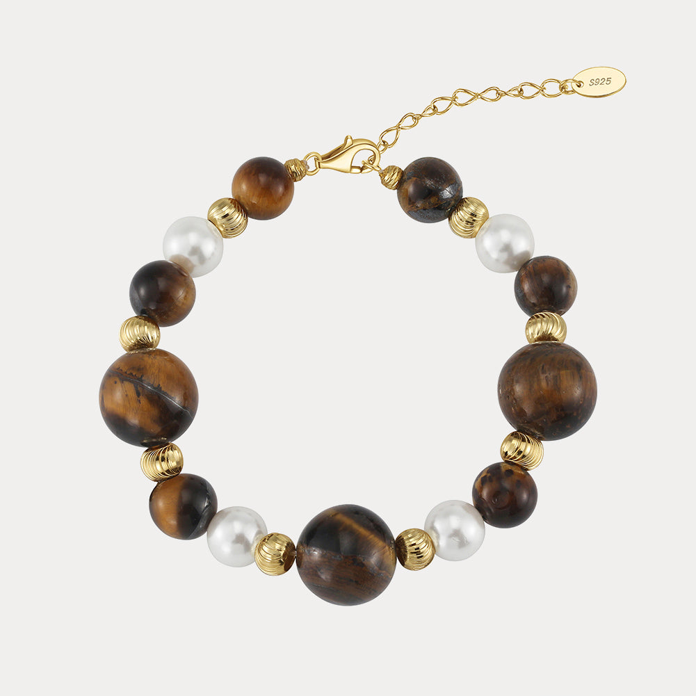 Selenichast Tiger Eye Pearl Bracelet