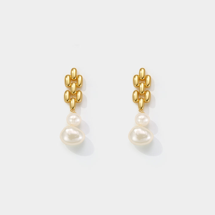 Selenichast Gold Pearl Earrings