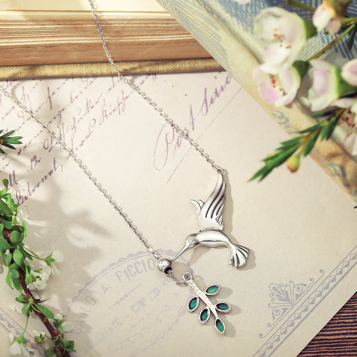 Hummingbird & Olive Branch Adjustable Necklace