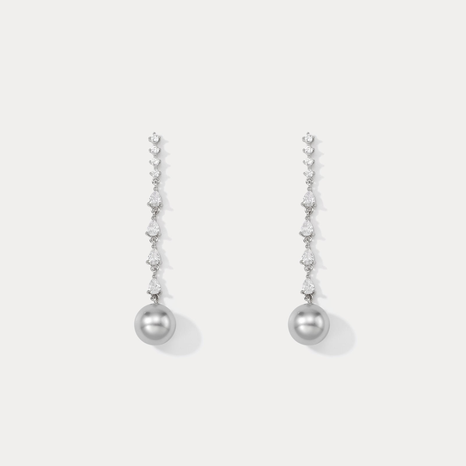 Selenichast Pearl Diamond Drop Earrings