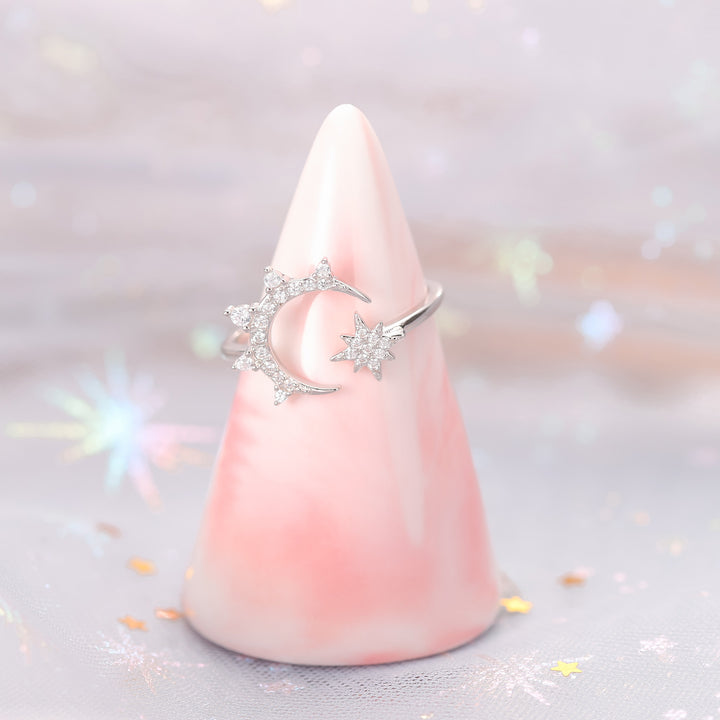 Eight-pointed Star & Moon Astronomy Ring