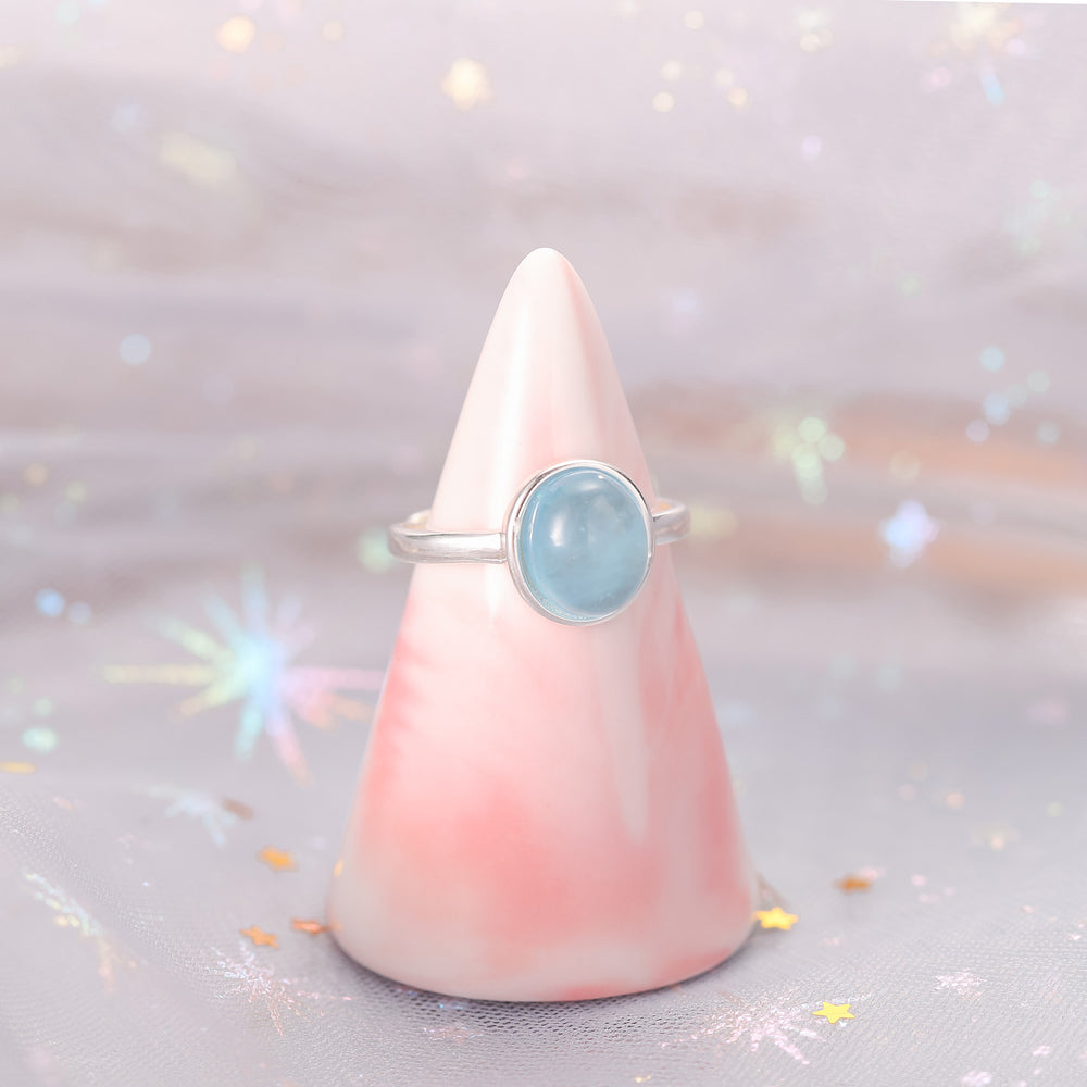 925 Sterling Silver Oval Ocean Adjustable Ring