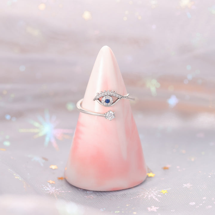 Silver Evil Eye Astrology Ring