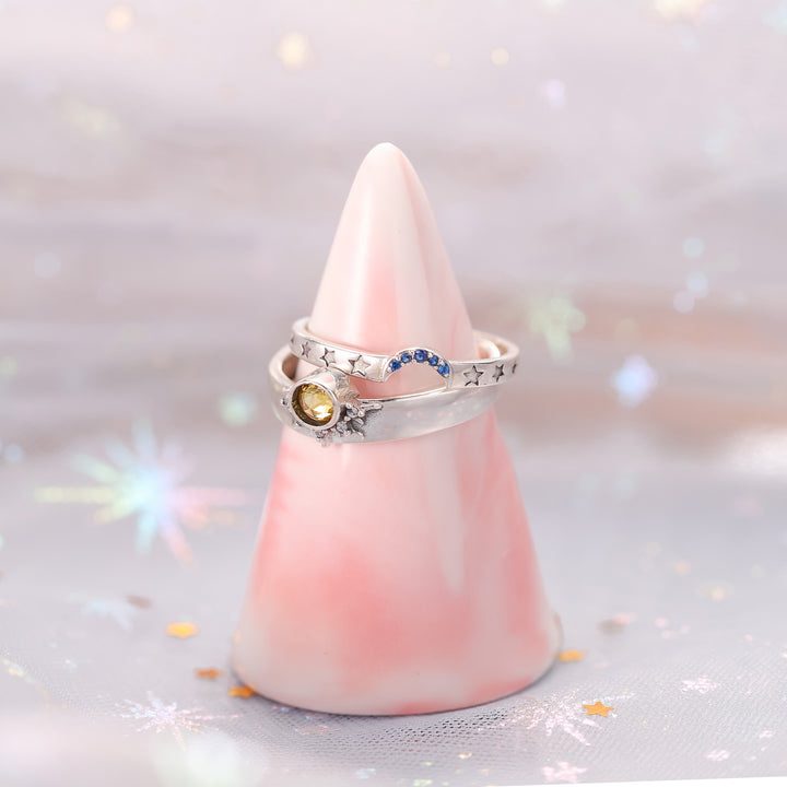 Silver Celestial Star Trilogy Ring
