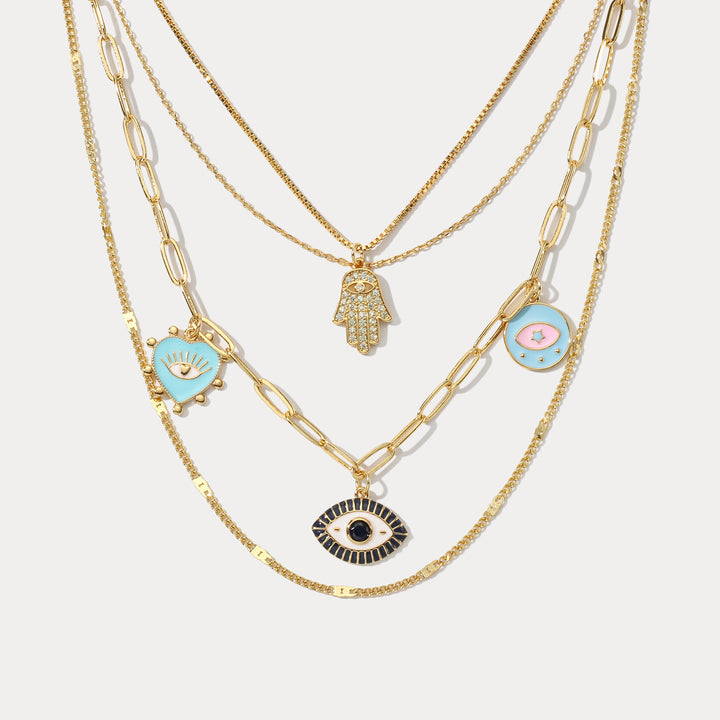 Selenicahst Evil Eye Layer Necklace