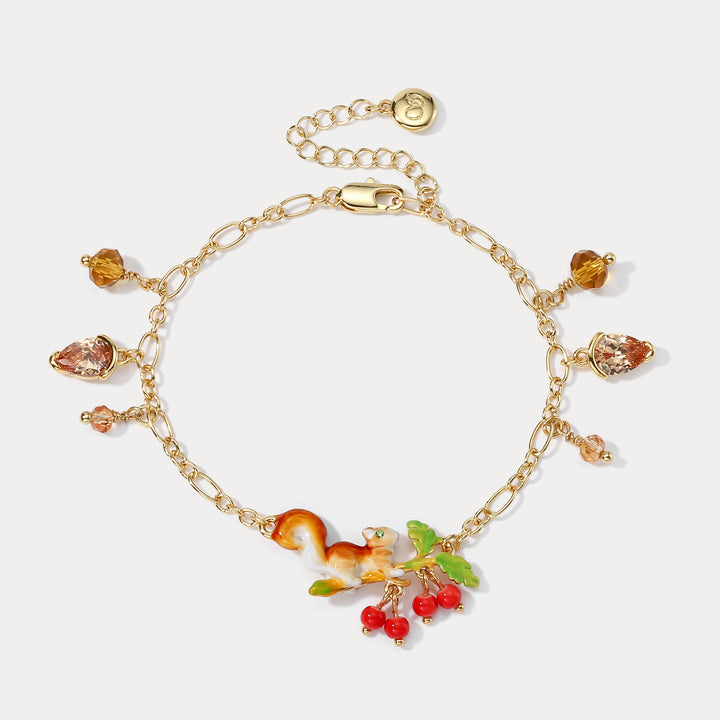 Selenichast Squirrel Diamond Acorn Bracelet