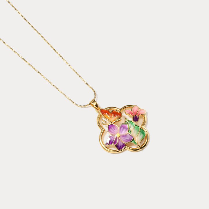 Vintage Garden Butterfly Pendant Necklace