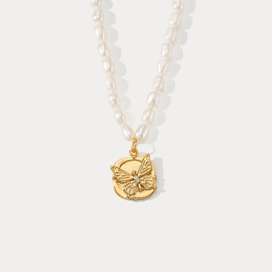 Selenichast Butterfly Pearl Necklace