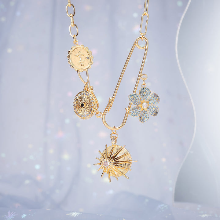Evil Eye Guardian Flower Sun Necklace