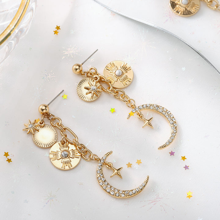 Moon Star Dangling Earrings