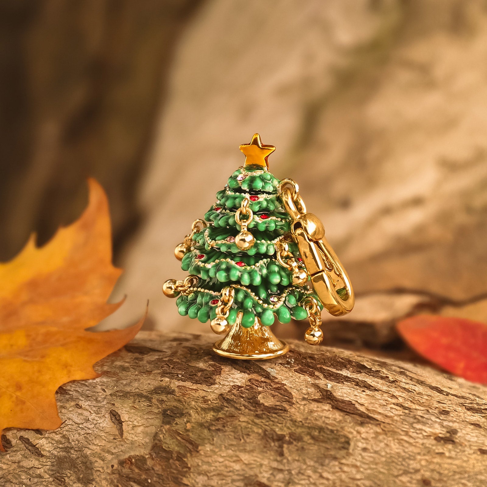 Christmas Tree Locket Gold Necklace
