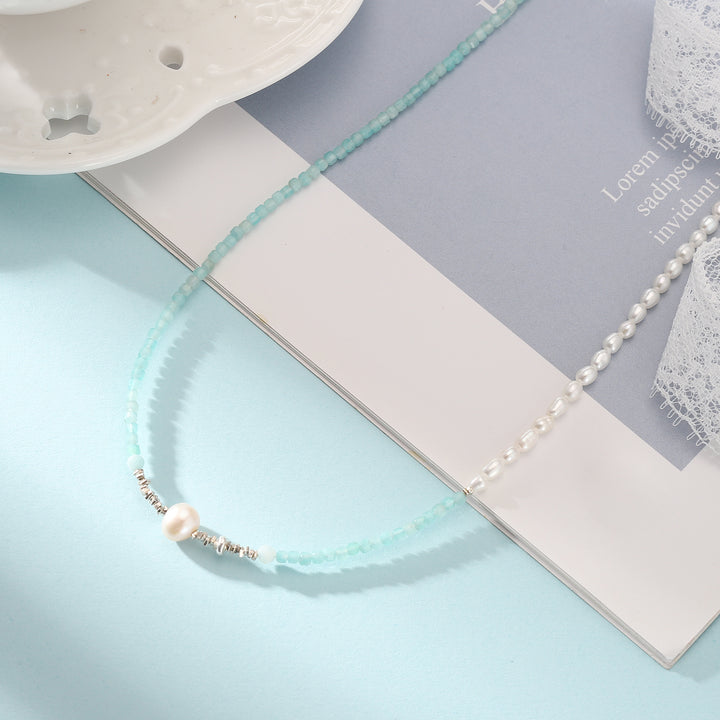 Blue Pearl Seed Bead Thin Choker