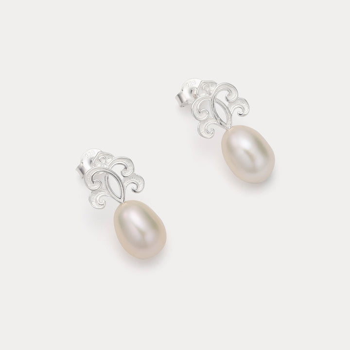 Pendientes de perlas de plata