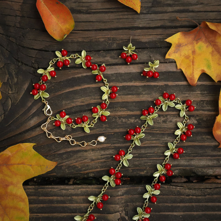 Cranberry Stud Jewelry Set