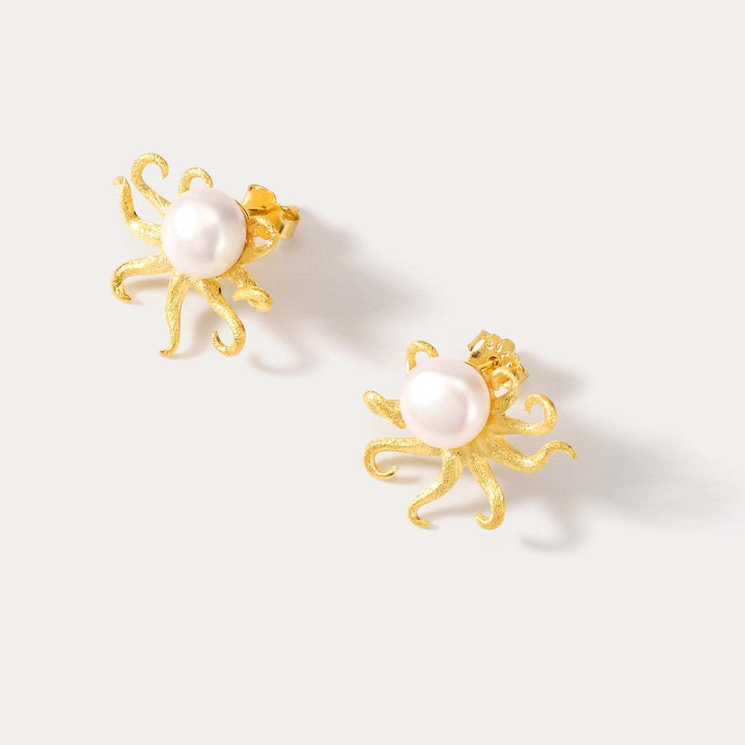 Octopus Pearl Quirky Earrings