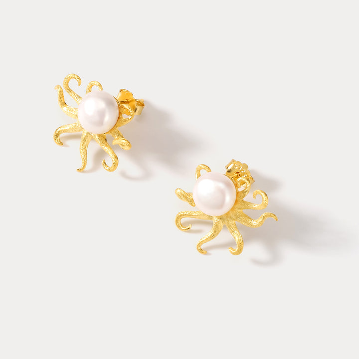 Octopus Pearl Quirky Earrings
