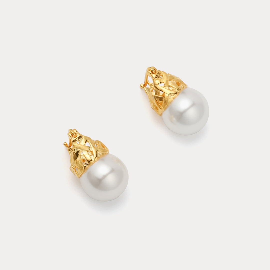 Gold Pearl Earrings