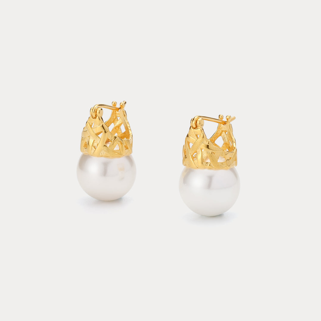 Gold Pearl Earrings