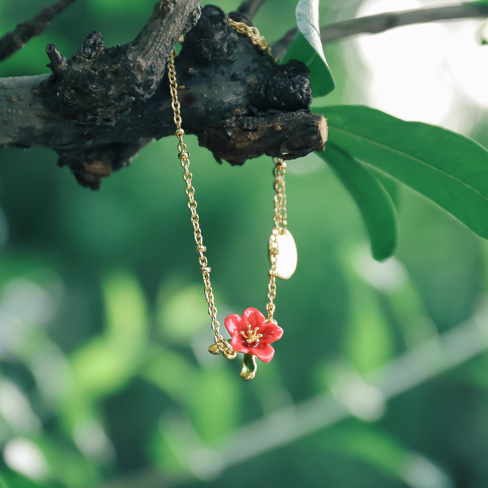 Enamel Begonia Flower Bracelet