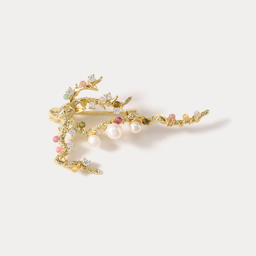Selenichast Reindeer Pearl Brooch