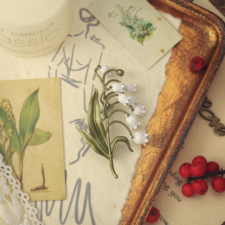 May Lily White Brooch