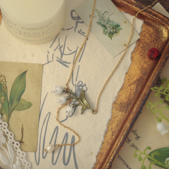 May Lily Flower Enamel Necklace