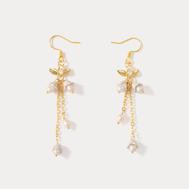 Selenichast Golden Lily of The Valley Earrings
