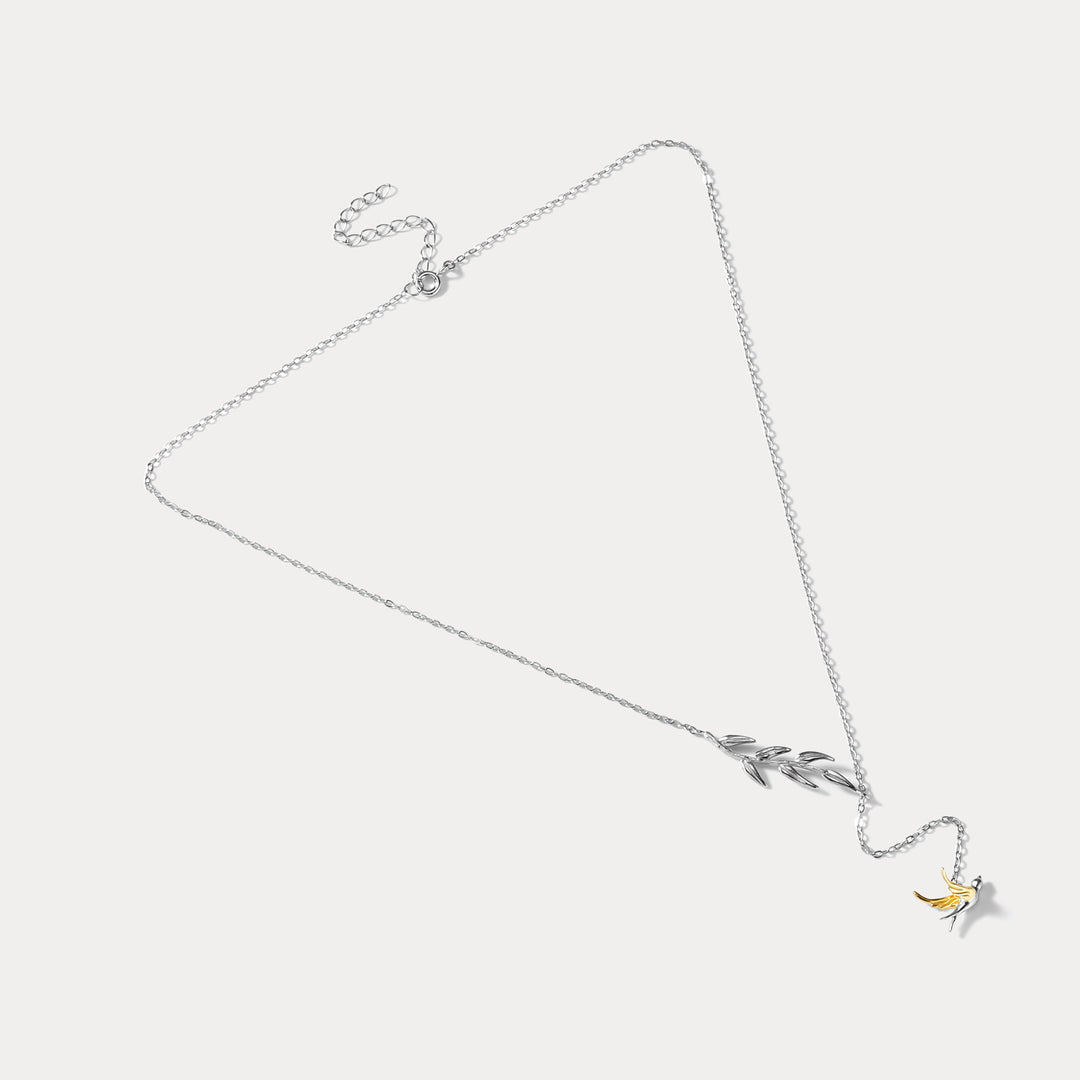 Silver Swallow & Willow Adjustable Necklace