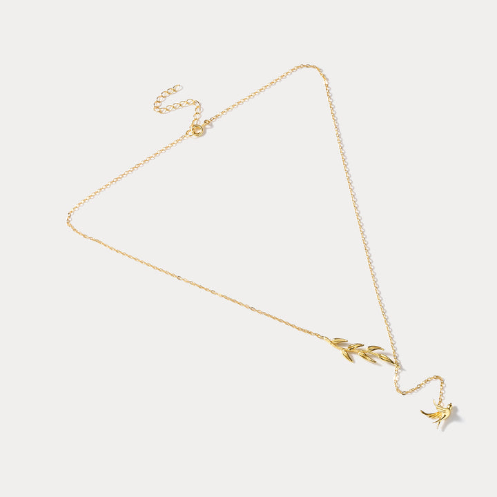 Gold Swallow & Willow Adjustable Necklace