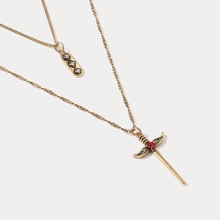 Angel Wings Sword Gothic Necklace