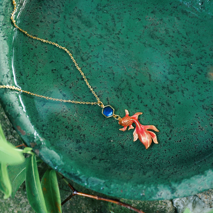 Red Koi Necklace Enamel Gift Set