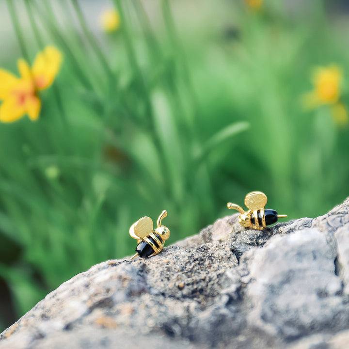 Honey Bee Stud Earrings Birthday Jewelry Gift for Woman