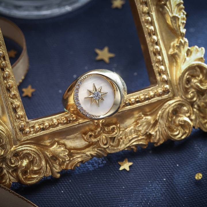 Crescent Star Diamond Ring