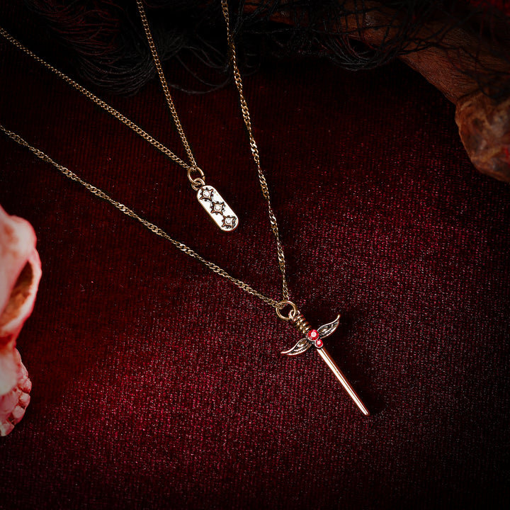 Angel Wings Sword Cubic Zirconia Necklace