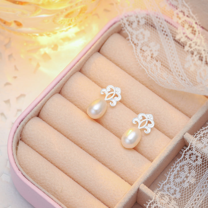 Pendientes de perlas de plata