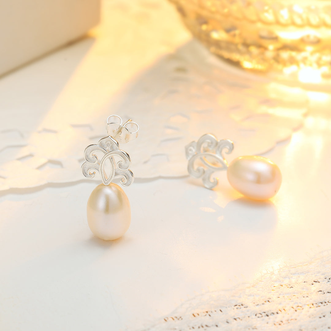 Boucles d'oreilles en perles argentées