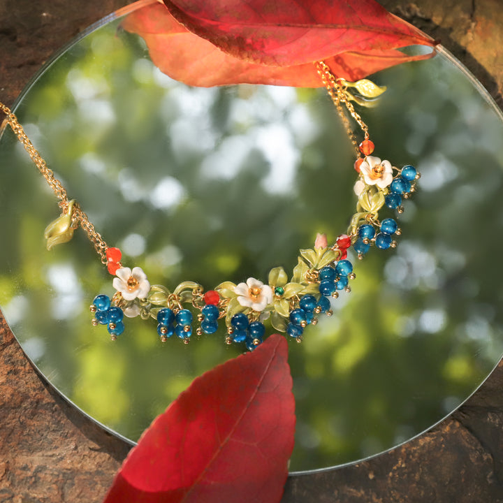 Delicate Blueberry Flower Necklace