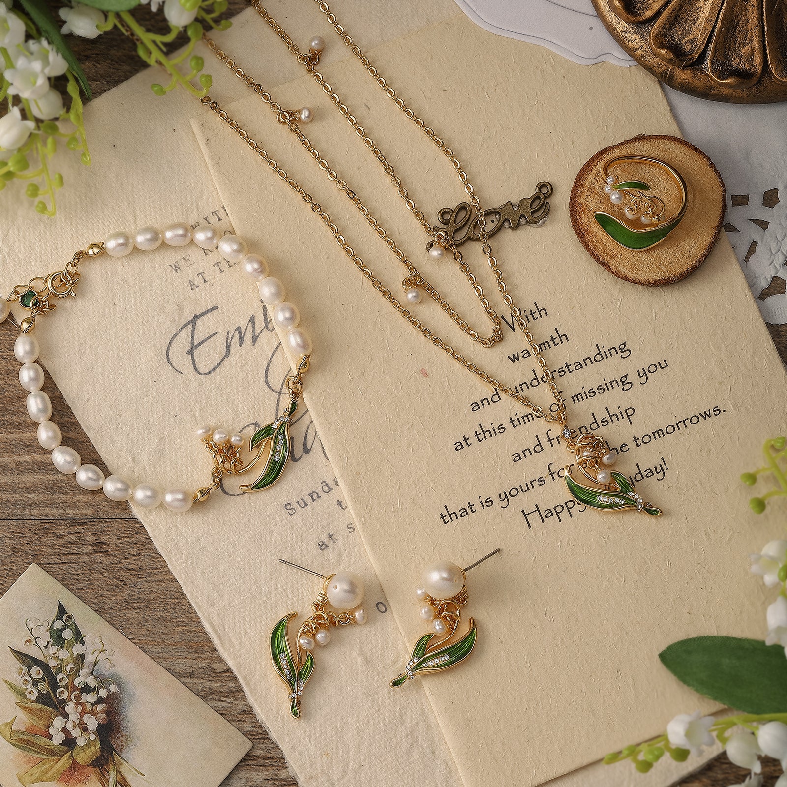 Lily Of The Valley Jewelry Gift Set with Gift Wrapping