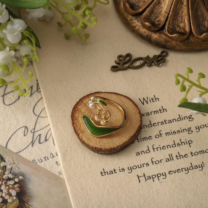 Lily Of The Valley Pearl Ring Gift Set with Gift Wrapping