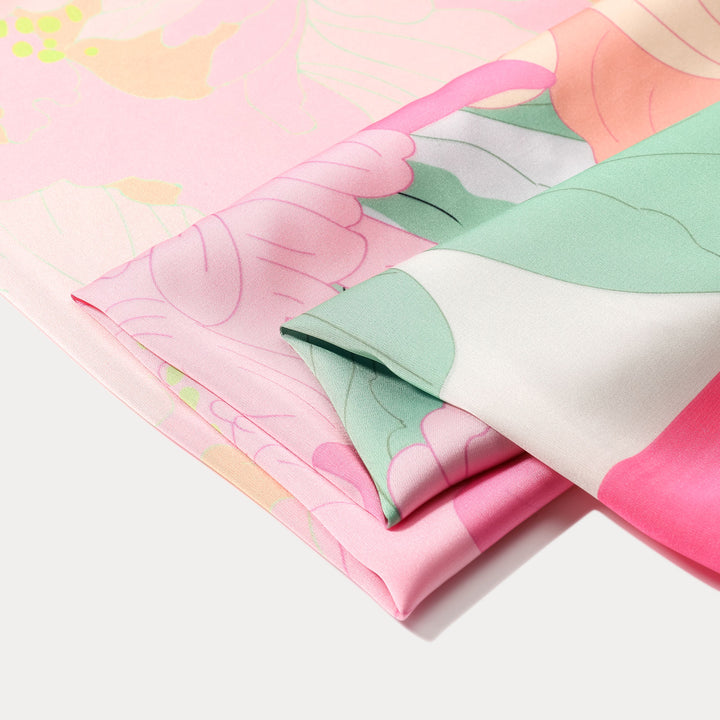 Pink Blossom Square Silk Scarf