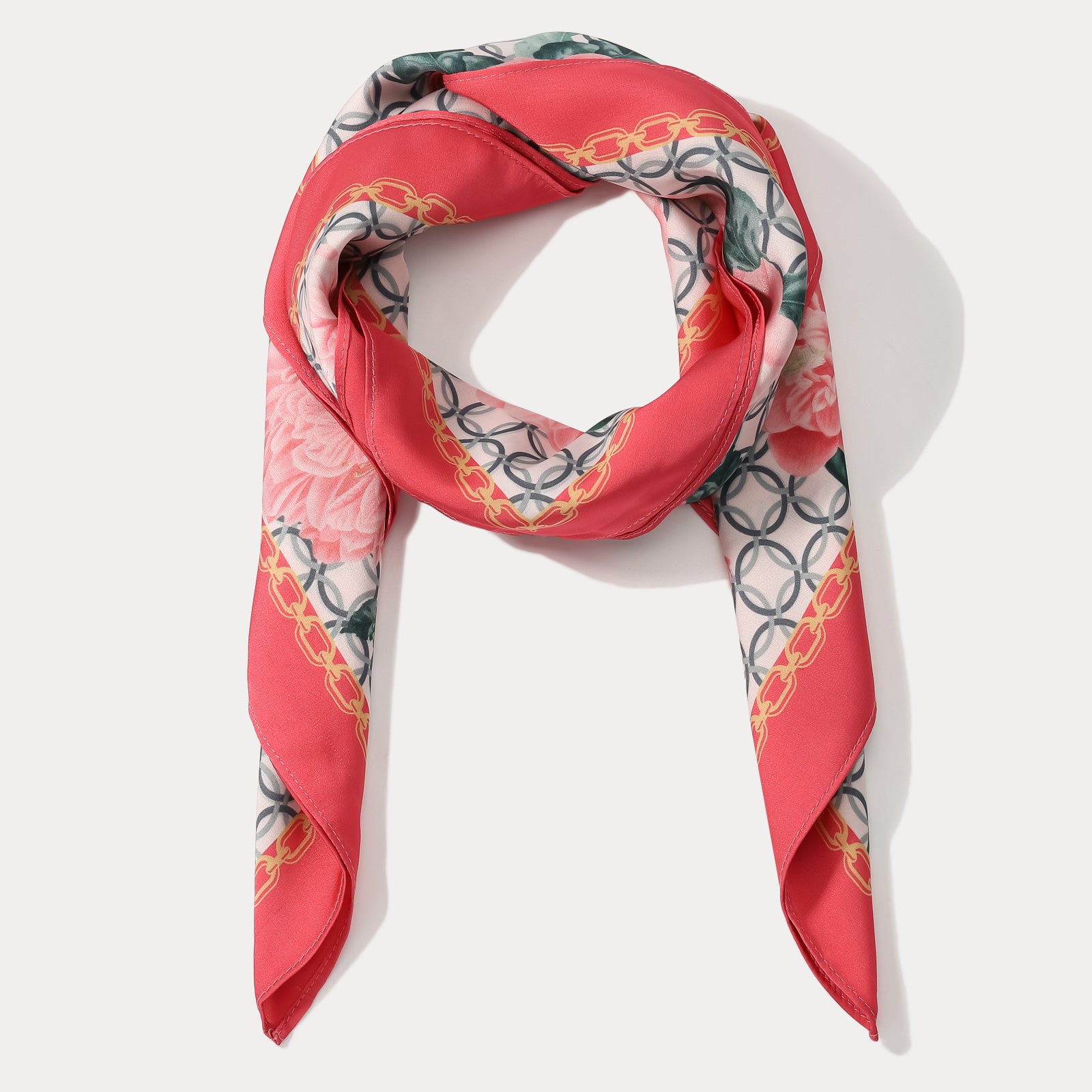 Pink Blooming Flower Square Scarf