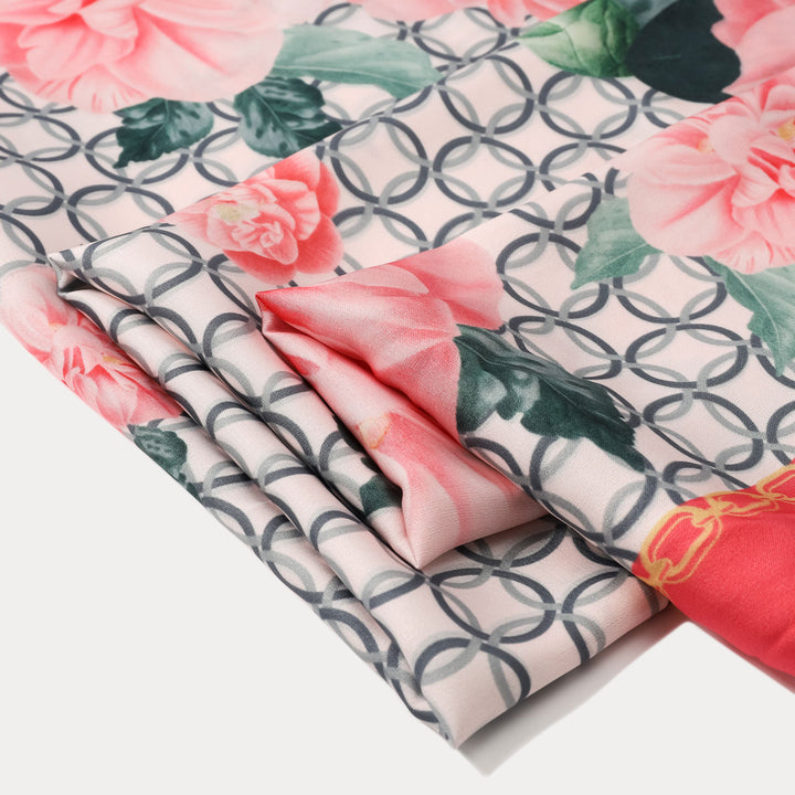 Pink Blooming Square Hair Scarf