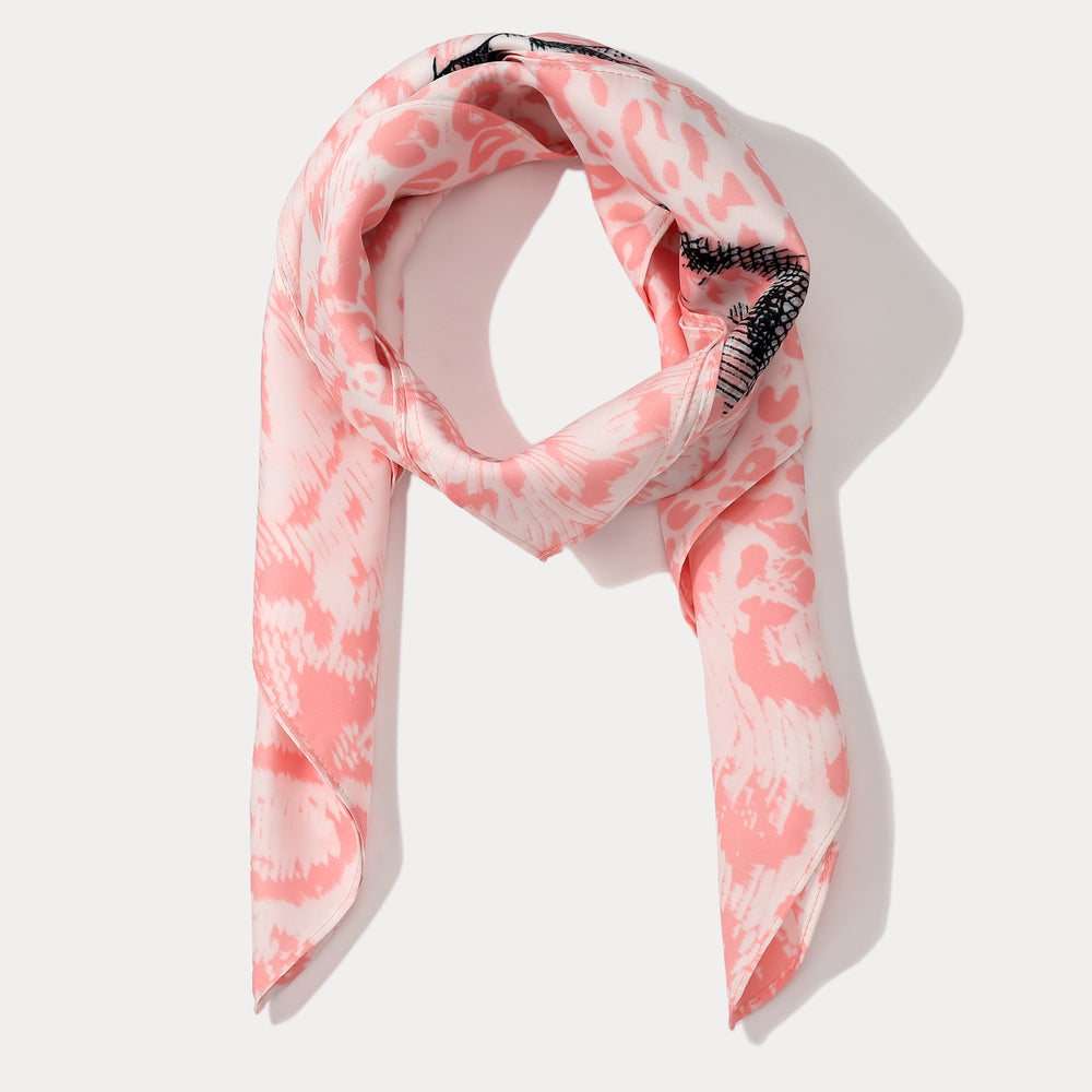 Leopard Print Square Silk Scarf